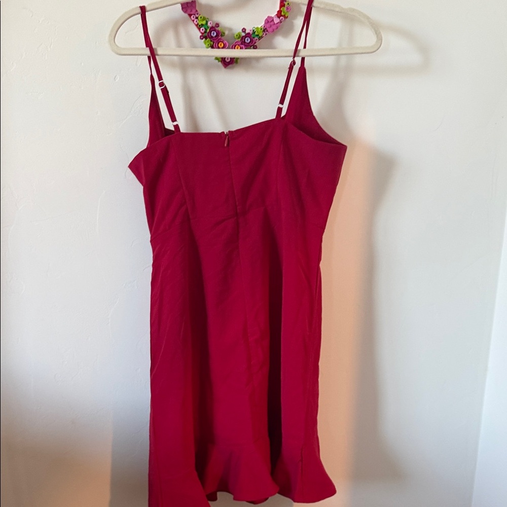 Red Ruffle Wrap Cami Dress - Picture 2 of 3